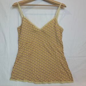 Y2K tank top Micro-Floral Cotton L/XL Summer‎ Festival Layering Lace Straps